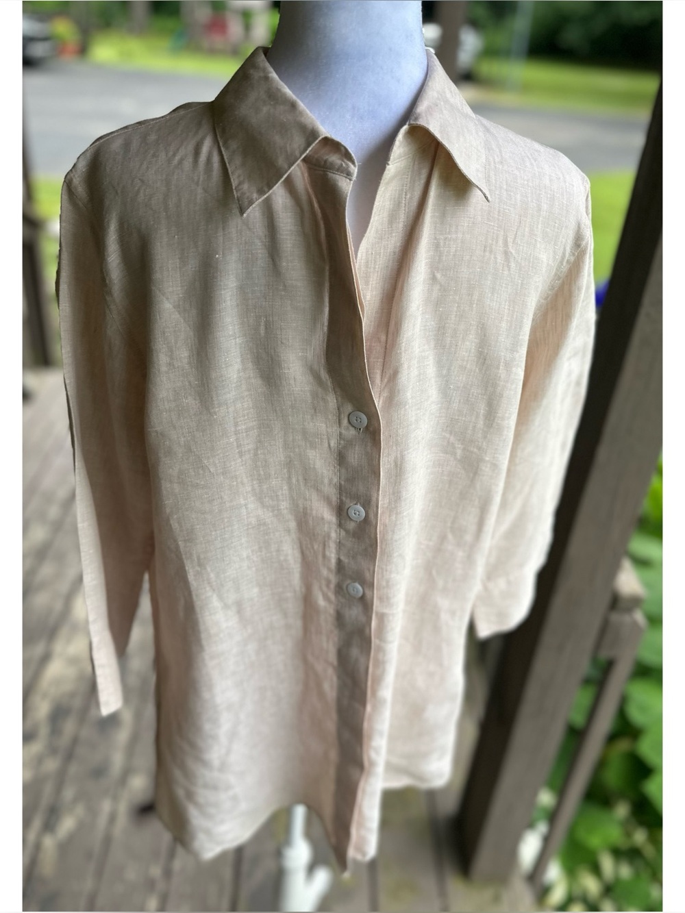 Investments Linen Women’s Cream Colored  Button-Front Tunic Size 8